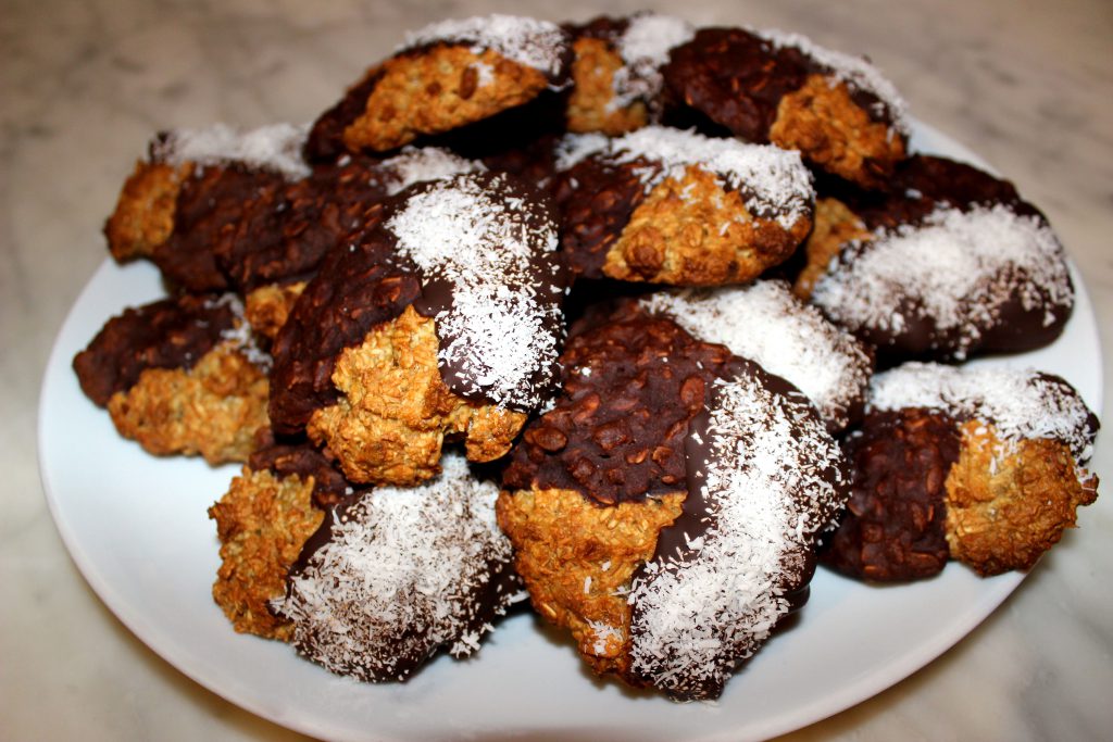 Vegan chocolate coconut cookies on a plate