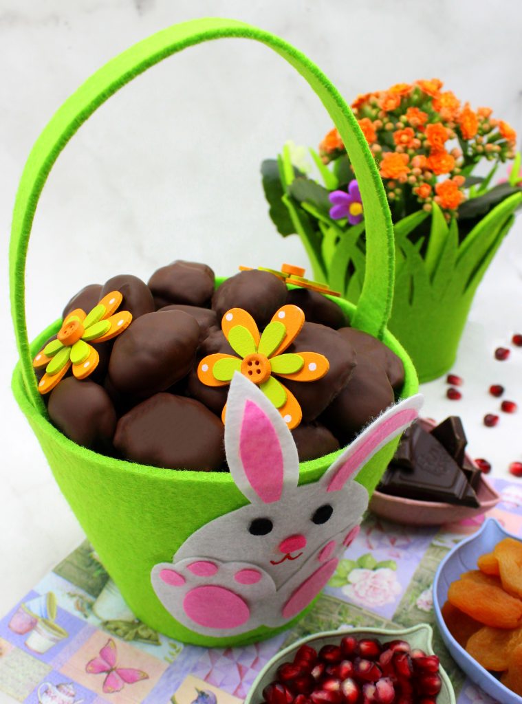Fruit-filled vegan chocolate Easter eggs