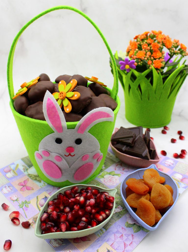 Fruit-filled vegan chocolate Easter eggs or Vegan chocolate candies ...