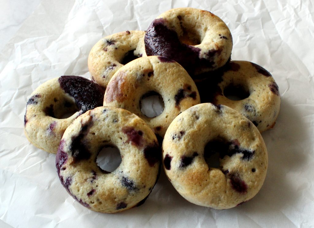 Coconut and blueberry donuts without chocolate cover