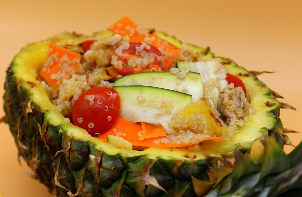 Vegan quinoa salad in close-up