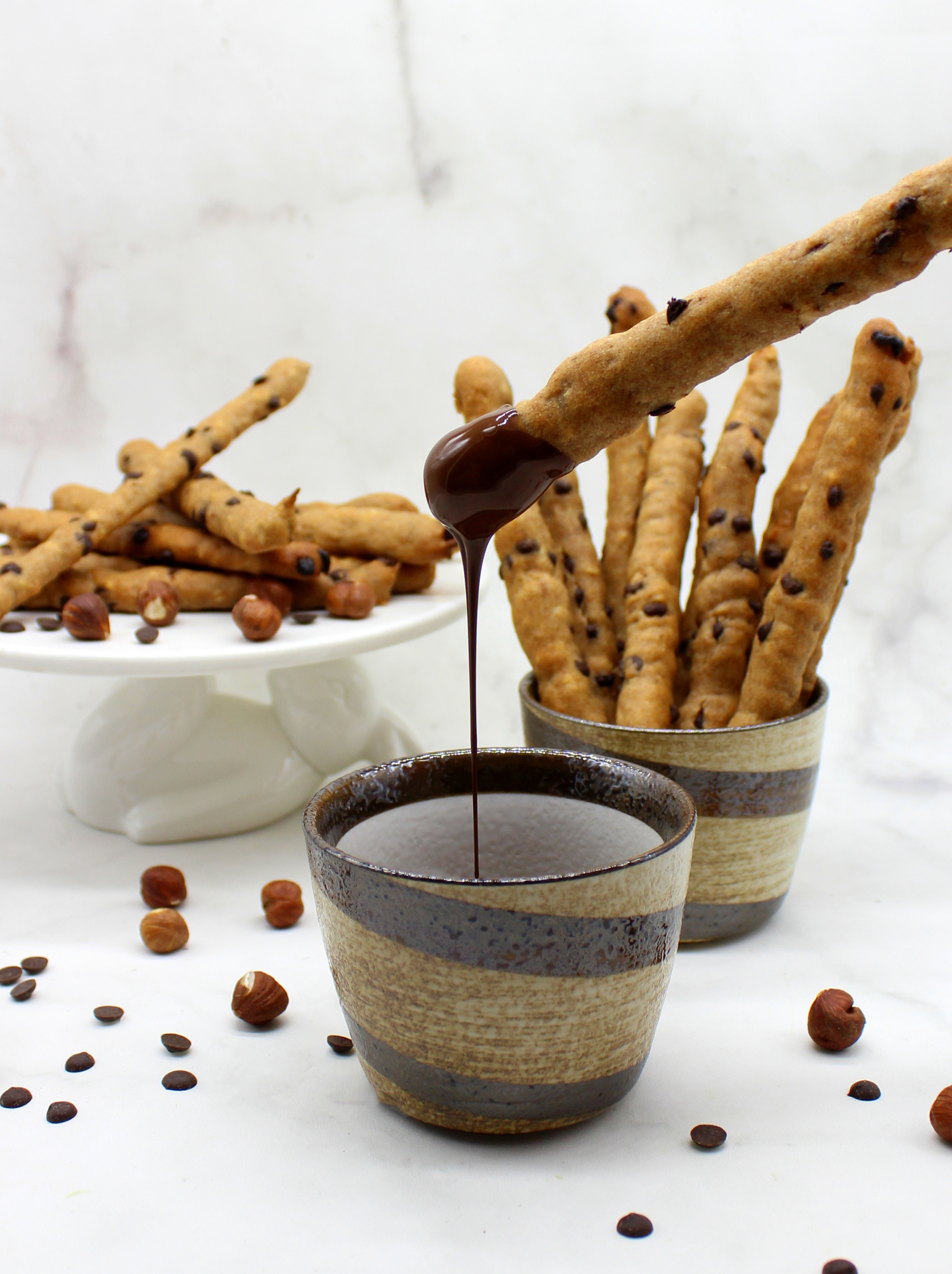 Cookie sticks dipped in chocolate