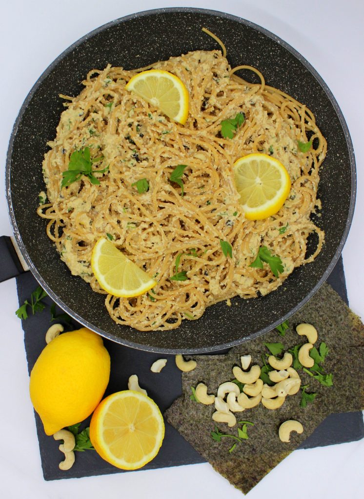 Vegan lemon garlic pasta