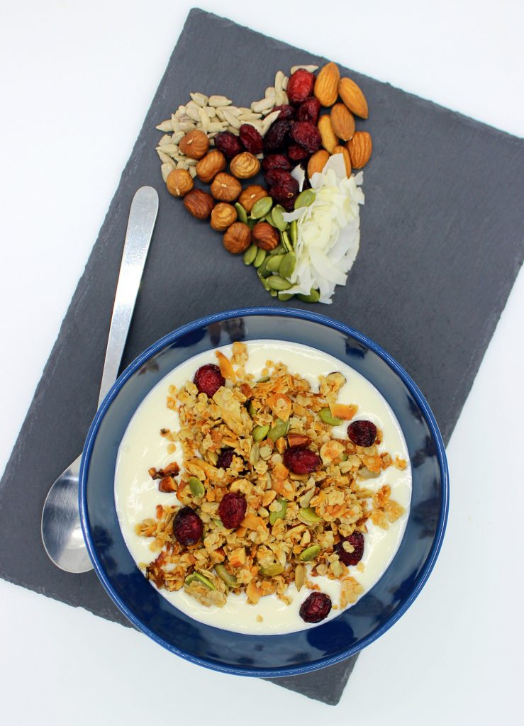 Vegan granola with coconut yoghurt