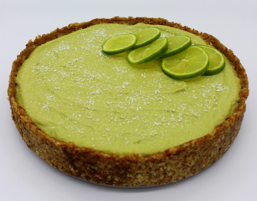 Creamy vegan lime and avocado cheesecake