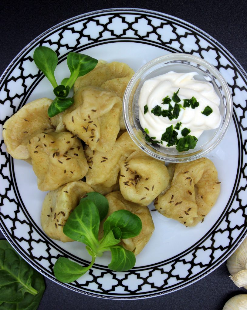 Vegan Russian dumplings with spinach and mushrooms - Bunny Mommy Cooks